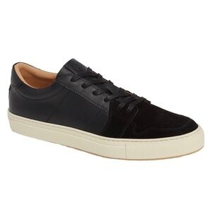 Greats Brooklyn Court Sneaker in Black Dark Shadow Leather